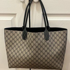 Gucci Reversible Tote GG Print Leather, Medium, Black